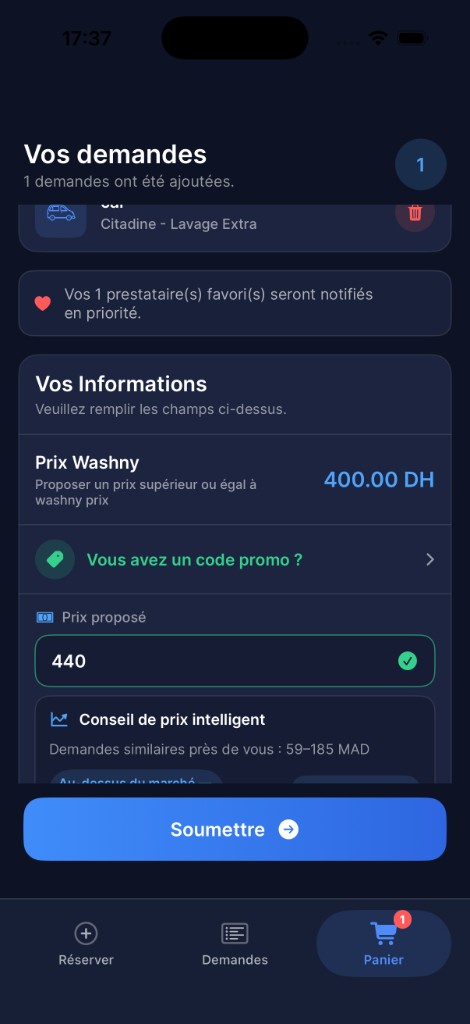 Récapitulatif de commande WashNy