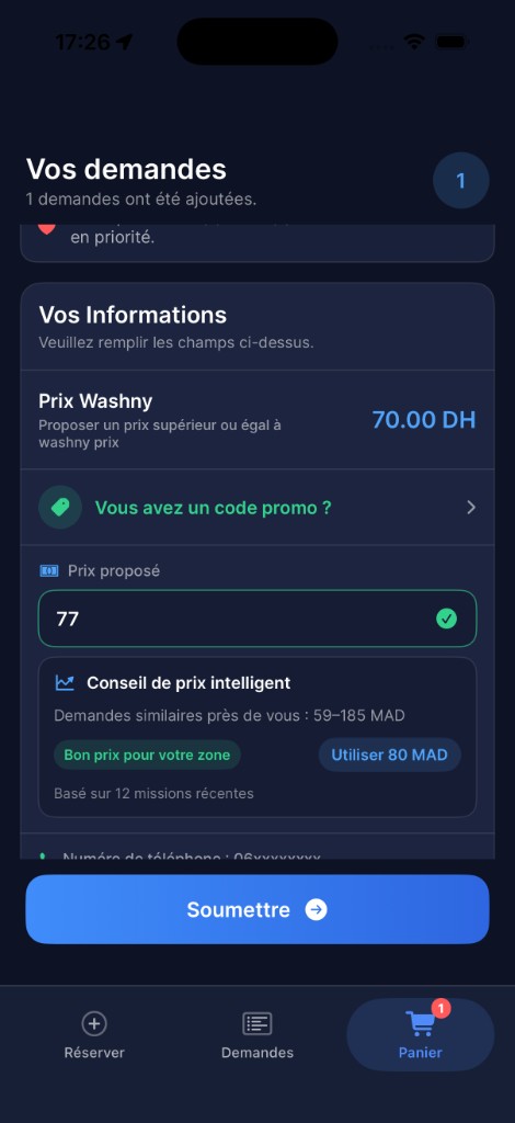 Proposer un prix et soumettre
